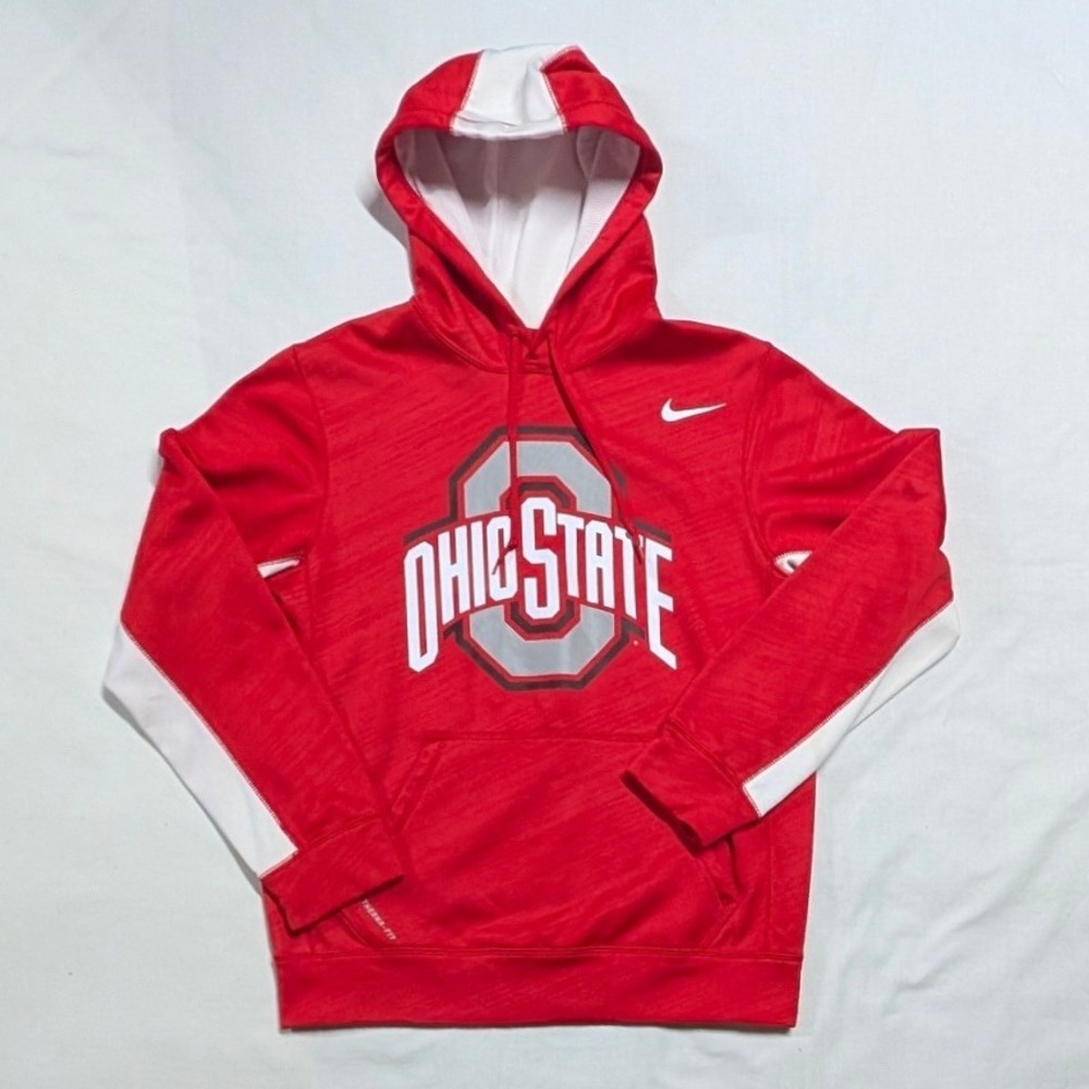 Nike Therma-FIT Ohio State Buckeyes Hoodie Red White Mens Small 31449X-OS1